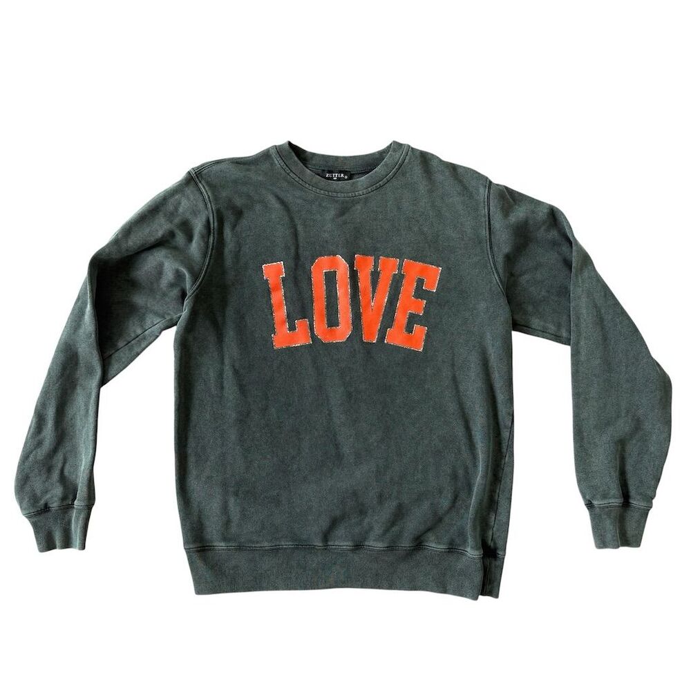Zutter USA Women's‎ M Blue "LOVE" Graphic Crew Neck Sweatshirt Casual